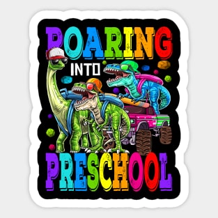 Roaring Into Preschool Monster Truck Dinosaur T Rex Sticker